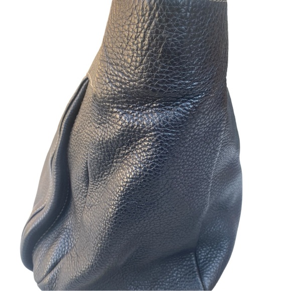 FURLA Black Pebbled Leather Hobo Handbag Purse Bag - Picture 10 of 16